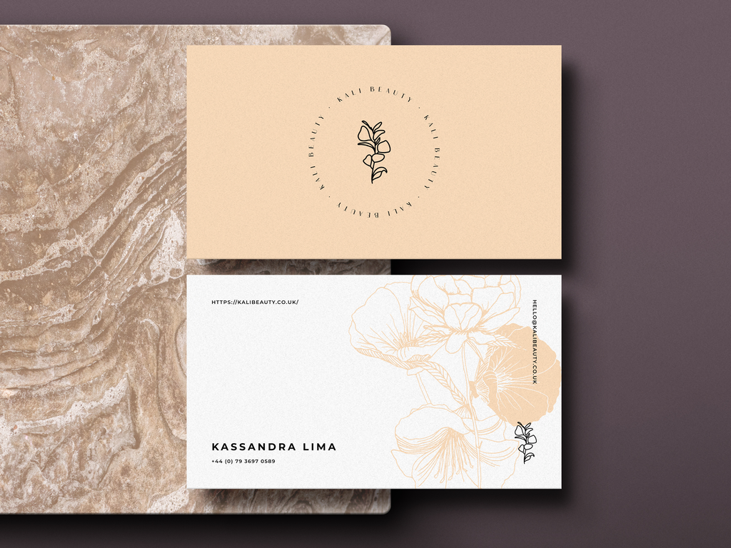 Kali Beauty; Business Cards Version One Mockup