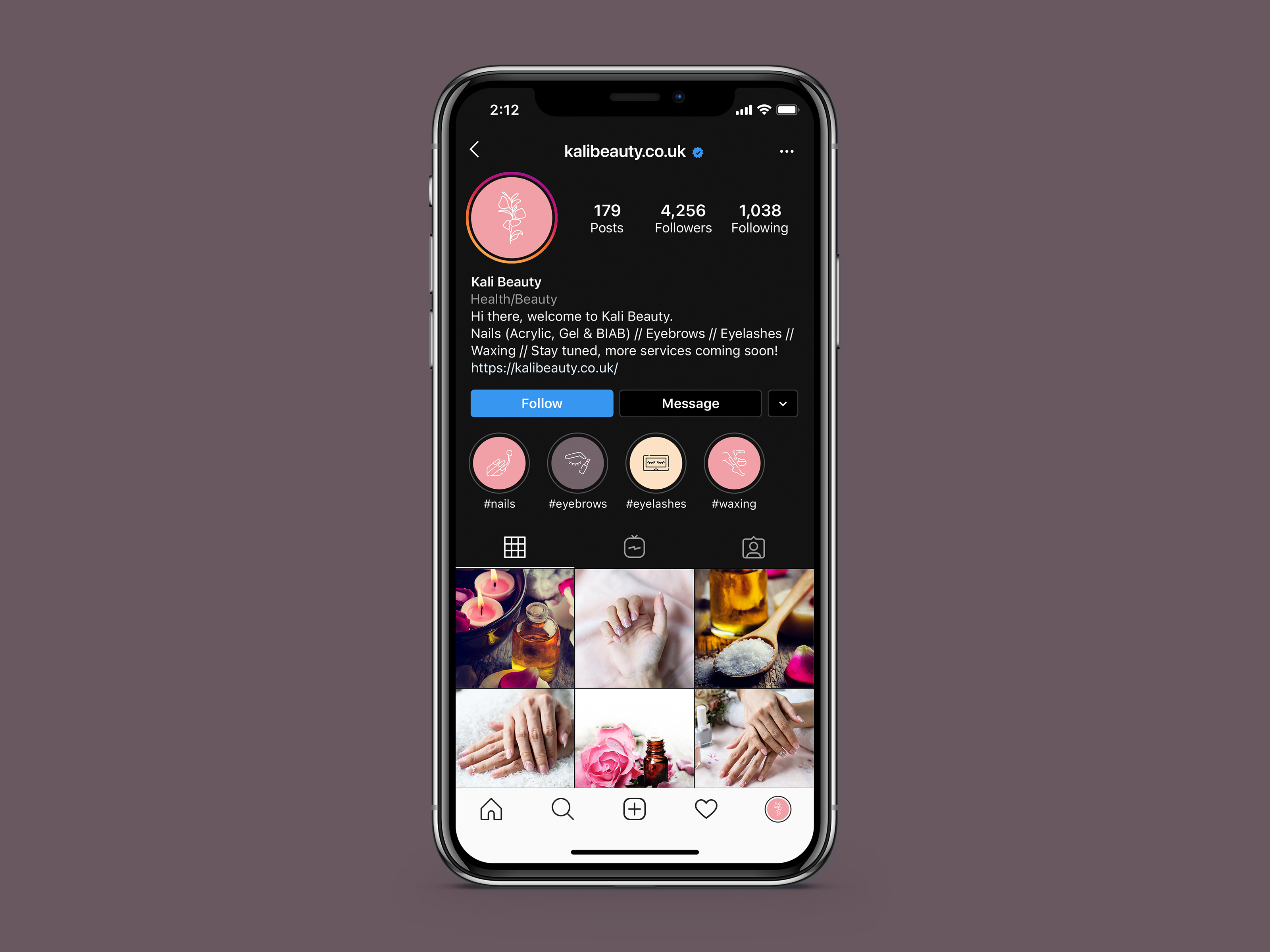 Kali Beauty; Instagram Mockup