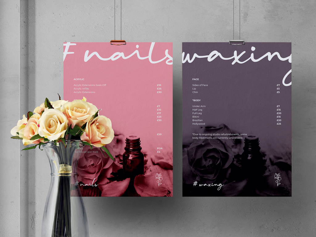 Kali Beauty; Price Lists Mockup